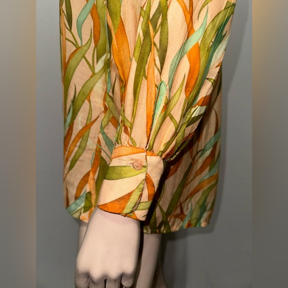 Dixie cotton Blend Button Down Print Top M - Picture 9 of 11